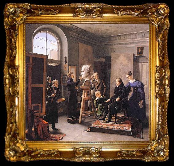 framed  Carl Christian Vogel von Vogelstein Ludwig Tieck sitting to the Portrait Sculptor David d